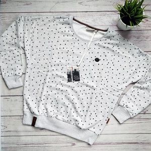 NWT NAKETANO Star Print Drop Shoulder Sweatshirt L
